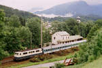 Juni 1995: Bahnhof Bischofswiesen an der Strecke Freilassing - Berchtesgaden. 