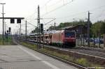 185 027-0 mit einem Ford-Autozug in Rathenow Richtung Wustermark unterwegs. 16.09.2011