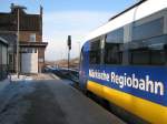 Ausfahrt in Rathenow am 18.01.2009 nach Brandenburg fr die ex Mrkische Regiobahn