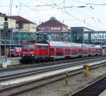 111 106 mit einen RE nach Nürnberg am Haken. Regensburg 08.08.2014.