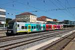 Ausfahrt am 26.08.2015 von agilis 440 414  Regensburg Arcaden  von Gleis 5 in Regensburg Hbf in Richtung Norden.