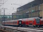 Blick in die kleine Abstellgruppe am Regensburger Hbf! Im Hintergrund sieht man die Arcarden, 9.01.2009