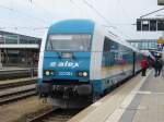 223 063 stand am 12.04.2014 im Regensburger Hbf mit einem Alex nach Hof Hbf zur Abfahrt bereit.