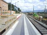 Bauarbeiten am Rosenheimer Bahnhof (fr die Landes Gartenschau 2010)  Zu sehen ist der neue Bahnsteig an Gleis 1  (13.06.09)