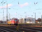 3.11.2013 Rostock Hbf. 229 179 / MEG 302 mit Messwagen und 218 390 / MEG 304 abgestellt.