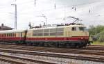 103 184 mit TEE Rheingold aus Kln erreicht gegen 12:00 Uhr als letzter Sonderzug Rostock. 
Aufgenommen am 13.08.2011 in Rostock Hbf