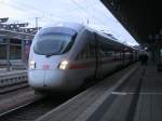 Von Nord nach Sd ging es fr 411 019 am 17.Dezember 2011 als ICE 1611 Warnemnde-Mnchen als Dieser in Rostock hielt.