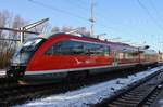 642 052-4 verlässt am 14.1.2017 als RB11 (RB13118) von Tessin nach Wismar den Rostocker Hauptbahnhof.