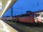 181 215 und 181 220 erreichten am 24.2.11 mit dem IC 2054 aus Frankfurt den Hauptbahnhof von Saarbrcken.
