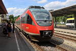 Einfahrt 644 050 in den Bahnhof Sigmaringen am 18. Juli 2024.