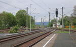 Das Ende vom Bahnsteig 3, mit Blick Richtung Coburg, am 04.05.2024 in Sonneberg (Thr) Hbf.