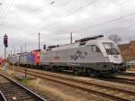 Am 1.April 2012 stand Hupac/Raildox ES64U2 100 mit zwei weiteren Loks in Stendal abgestellt.