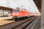 146 023 mit einer Dostos Leergarnitur von Magdeburg-Buckau nach Salzwedel in Stendal.