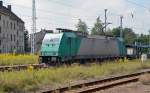 185 577 zog am 25.08.11 einen leeren Autotransportzug aus dem Rbf Stendal in Richtung Magdeburg.