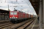 MEG 601 (143 179-0) & MEG 605 (143 344-0) Mitteldeutsche Eisenbahn GmbH mit einem Containerzug in Stendal und fuhren weiter in Richtung Wittenberge.