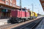 V100 2335 (213 335-3) NeSA Eisenbahn-Betriebsgesellschaft Neckar-Schwarzwald-Alb mbH stand mit einem Schleifzug für kurze Zeit in Stendal.