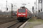 146 028 mit dem RE20 (RE 17663) von Uelzen nach Magdeburg Hbf, bei der Einfahrt in Stendal.