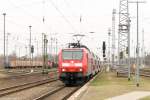 146 012 mit dem RE20 (RE 17663) von Uelzen nach Magdeburg Hbf, bei der Einfahrt in Stendal.