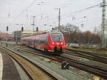 Auf der RE 5 nach Neustrelitz fuhr,am 27.Januar 2020,der 442 347 aus Stralsund.