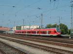 RE 33213 Rostock-Sassnitz der,am 09.Juli 2010,von 429 026 gefahren wurde,bei der Ausfahrt aus Stralsund.