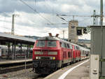 218 435 und einer weiteren 218(Beide mit R40 Motor) mit ihrem IC Magdeburg - Oberstdorf den sie von Stuttgart Hbf nach Oberstdorf bringen werden. Stuttgart Hbf Juli 2018 