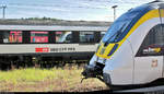 Doppel-Spiegelung: Regionalverkehr in Alt und Modern
111 120-2 und der Kopf von 3442 706 (Bombardier Talent 2) von DB Regio Baden-Württemberg spiegeln sich samt Fotografen in einem EC-Wagen der Gattung  Bpm 61  der SBB, eingereiht im IC 189 (Linie 87) nach Zürich HB (CH) im Startbahnhof Stuttgart Hbf (D).
[29.9.2019 | 13:52 Uhr]