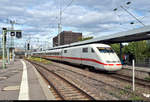 401 516-0 (Tz 116  Pforzheim ) als verspäteter ICE 597 (Linie 11) von Berlin Gesundbrunnen nach München Hbf erreicht Stuttgart Hbf abweichend auf Gleis 15.