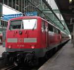 Hier steht 111 058 am 10.05.2013 mit RB 39924 im Stuttgarter Hbf.