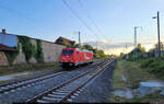 185 604-6 rollt solo durch den Bahnhof Teutschenthal Richtung Halle (Saale).