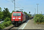 Gemischter Gz mit 185 274-8 DB durchfährt den Bahnhof Vaihingen(Enz) auf Gleis 1 Richtung Bietigheim-Bissingen.