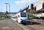 429 614 fährt als RE1 nach Mannheim in Völklingen ein.