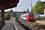 Nachschuss auf 1440 010 als RB71 nach Trier bei der Ausfahrt in Völklingen.

Völklingen 30.09.2023