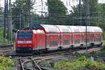 Nachschuss auf den von der Elektrolokomotive 146 111 geschobenen Regionalzug. (Wanne-Eickel, Juni 2020)