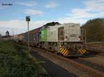 Die Luxemburgische CFL 1510 rangiert am 17.10.2014 in Westerland auf Sylt einen Güterzug zusammen.