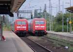 Sisterakt mal im Bahnhof Wunstorf am 22.7.2011 treffen sich die beiden 101er auf Gleis drei und vier, Es sind die Maschinen 101 125-3 und 101 043-8.