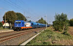 Ja, so blau, blau, blau erstrahlt der Dünger-Zug...  Erfurt lockt  mit 187 319-9 und Schüttgutwagen an der Blockstelle Zscherben. Es geht Richtung Sangerhausen.

🧰 Raildox GmbH & Co. KG
🕓 28.8.2024 | 17:17 Uhr