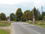 Der letzte,deutsche Bahnübergang,an der Strecke Angermünde-Szczecin,vor der polnischen Grenze,liegt in Rosow.Aufnahme vom 04.August 2018.