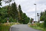 Blick auf den Bahnübergang Kilometer 5,113 auf der L 1087 zwischen Gütterlitz und Auma.