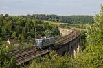 Nachdem sie bis Altenbeken einen Dampfsonderzug nachgeschoben hat, fährt 110 278 der Centralbahn zurück nach Paderborn (04.06.2022)