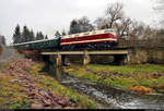 228 757-1 (118 757-4 | DR V 180) der Eisenbahn-Bau- und Betriebsgesellschaft Pressnitztalbahn mbH (PRESS) als Sonderzug der Eisenbahnfreunde Traditionsbahnbetriebswerk Staßfurt e.V.