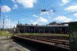 Die Drehscheibe im Augsburger Eisenbahnpark - im Hintergrund der Glserne Zug