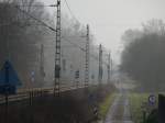 Die Rheintalbahnstrecke im Januar 2008 in der Nhe von Rastatt - genauer gesagt bei Niederbhl.