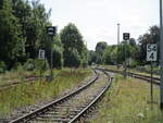 Gleissperrsignale in Bad Lobenstein am 30.August 2022.Aufgenommen vom Bahnsteig.