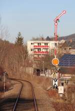 31.12.13 Einfahrsignal und Ausfahrvorsignal Greiz aus Richtung Weischlitz.