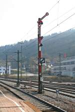 Das ASig (Ausfahrsignal) P3 des Bahnhofs Horb am Neckar.