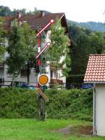 Ein Flügelsignal steht am 16.08.14 in Immenstadt Hbf