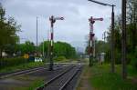 Losch Bf Ausfahrsignale in Richtung Bensheim. 
Ein Bahnhof der noch richtig Eisenbahnfeeling aufkommen lässt.
Leider hatte ich nicht genug Zeit auch mal einen Zug ab zu lichten, werde
ich aber baldmöglichst nachholen....3.5.2015
