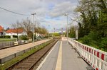 Bahnhofs Lorsch Kreis Bergstraße.
Blick in Richtung Bensheim, auf die Ausfahrsignale.
Bahnsteig1 ist schon umgebaut.
Der Mittelbahnsteig wird einem neu zu errichtendem Bahnsteig 
weichen. 16.4.2016
