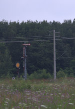 HP 0 zeigt das rechts stehende  Signal vor dem Bhf. Brieske. 17.07.2016 10:05 Uhr.