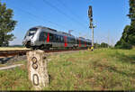 Genau 8 Kilometer bis zum Endpunkt Halle(Saale)Hbf hat 9442 611 (Bombardier Talent 2) noch vor sich.
Spielerei mit Kilometerstein in der Saaleaue.

🧰 Abellio Rail Mitteldeutschland GmbH
🚝 RE 74703 (RE 9) Kassel Hbf–Halle(Saale)Hbf [+5]
🕓 26.6.2024 | 9:04 Uhr